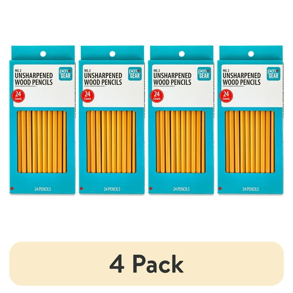 (4 pack) Pen+Gear #2 HB Unsharpened Wood Pencils, Yellow, 24 Count
