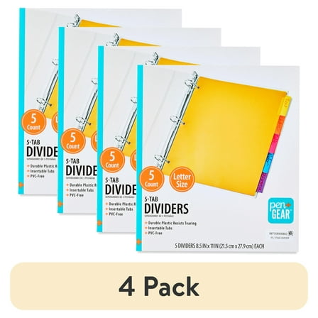 (4 pack) Pen+Gear 5-Tab Durable Dividers Without Pockets, 8.5" x 11"