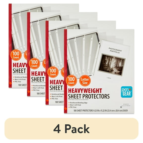 (4 pack) Pen+Gear, Letter Size Heavyweight Sheet Protectors, 9.25-inch x 11.22-inch, 100 Count