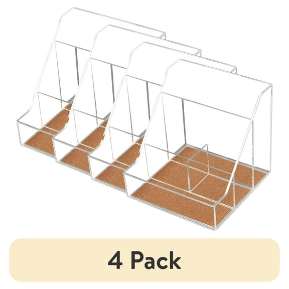 (4 pack) Pen+Gear Acrylic Cork Desktop Org with 4 Grids, Clear, 1 Pack