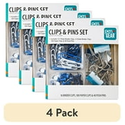 (4 pack) Pen + Gear Clips and Pins Set, 156 Counts, Color Blue & White, Size 19mm,25mm,33mm.Model 595466248