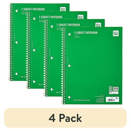 (4 pack) Pen+Gear College Ruled 1-Subject Notebook, 8" x 10.5", Green, 70 Sheets