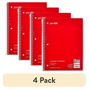 (4 pack) Pen+Gear College Ruled 1-Subject Notebook, 8" x 10.5", Red, 70 Sheets