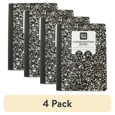 (4 pack) Pen+Gear Composition Book, College Ruled, 100 Sheets, 9.75" x 7.5"x 0.25"
