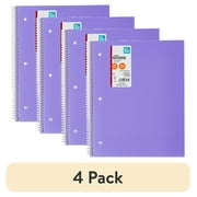 4 pack Pen+Gear Poly 1-Subject College Ruled Notebook with Inside Pockets, 9 in x 11 in, Purple, 100 Heavyweight Sheets