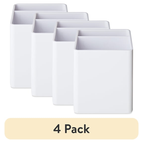 (4 pack) Pen + Gear Desktop Organizer Pen Cup, White