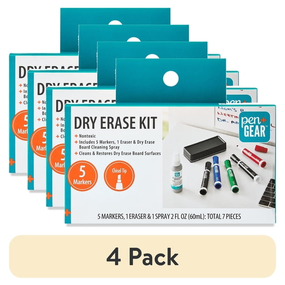 Marker Color Kit (4 pack) Pen+Gear Dry Erase Marker Kit, Chisel Tip, Assorted Colors, 7 ...