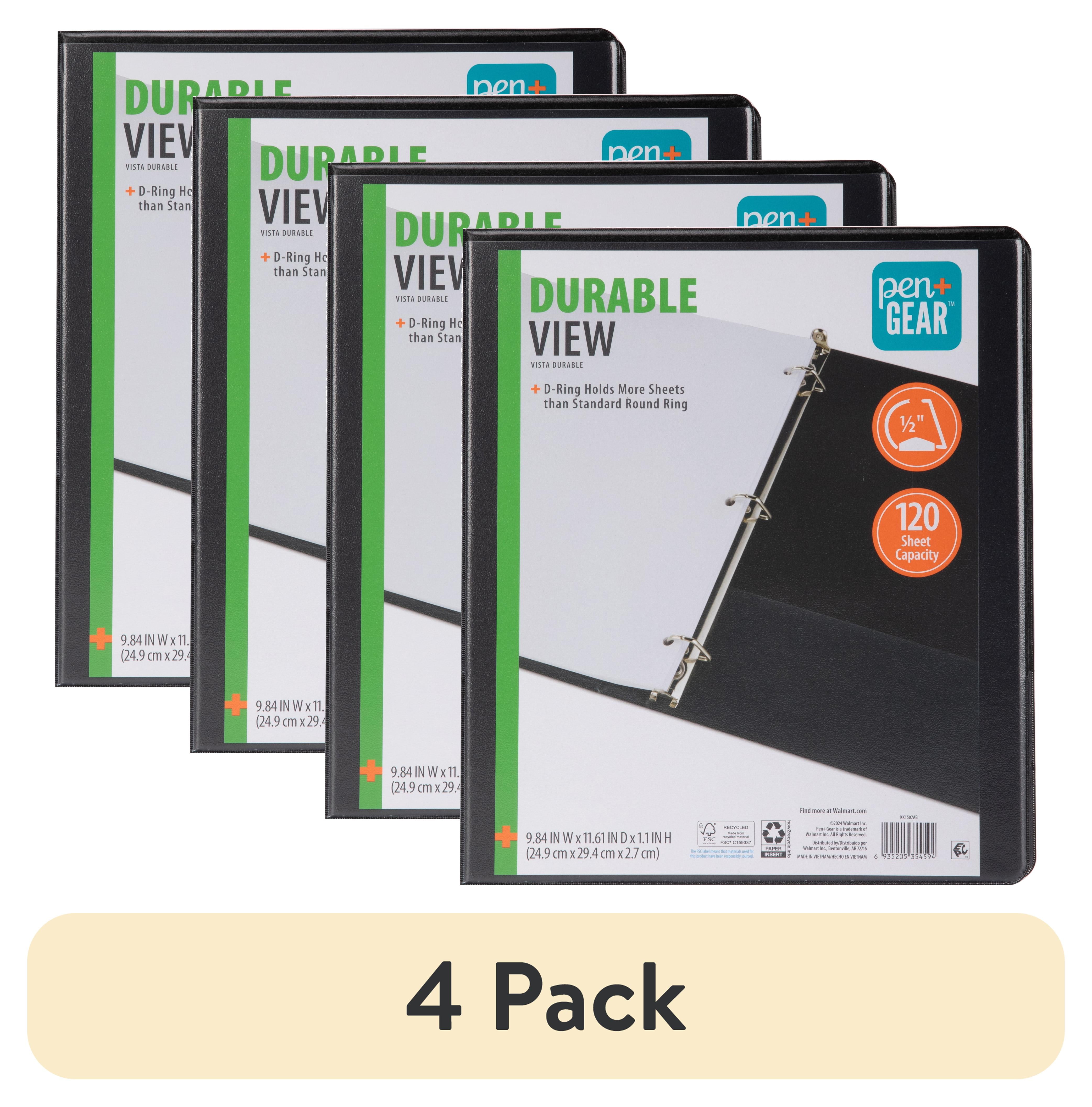 (4 pack) Pen Gear Durable View Binder, 1/2‑Inch D‑Ring, Black, 1‑Pack ...