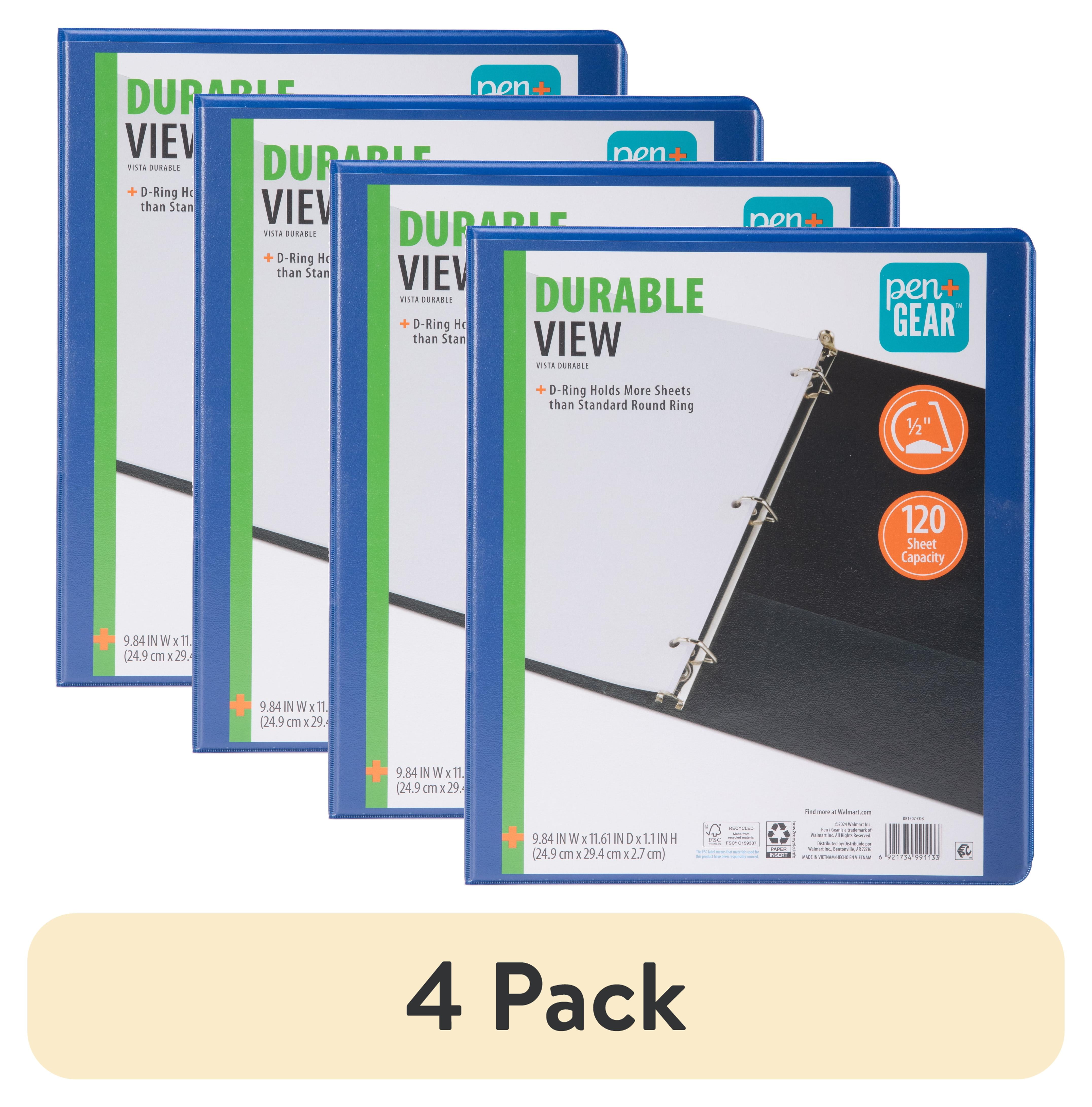 (4 pack) Pen+Gear Durable View 1/2" D-Ring Binder, Cobalt Blue