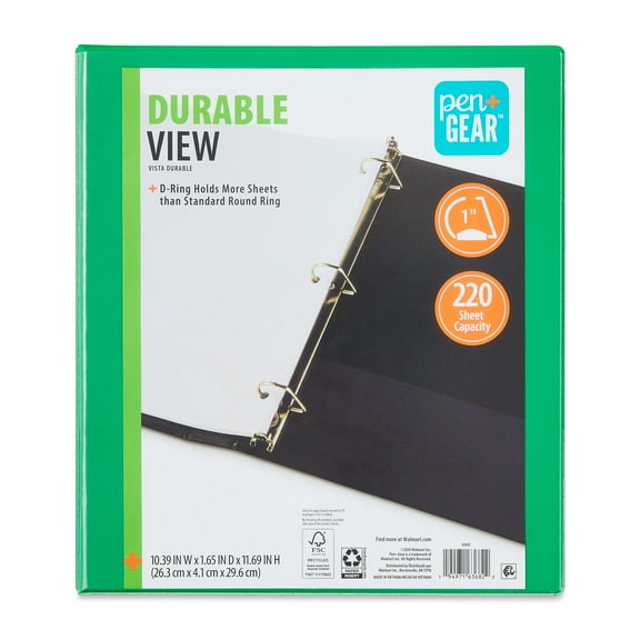 (4 pack) Pen+Gear Durable View 1-inch D-Ring Binder, Green