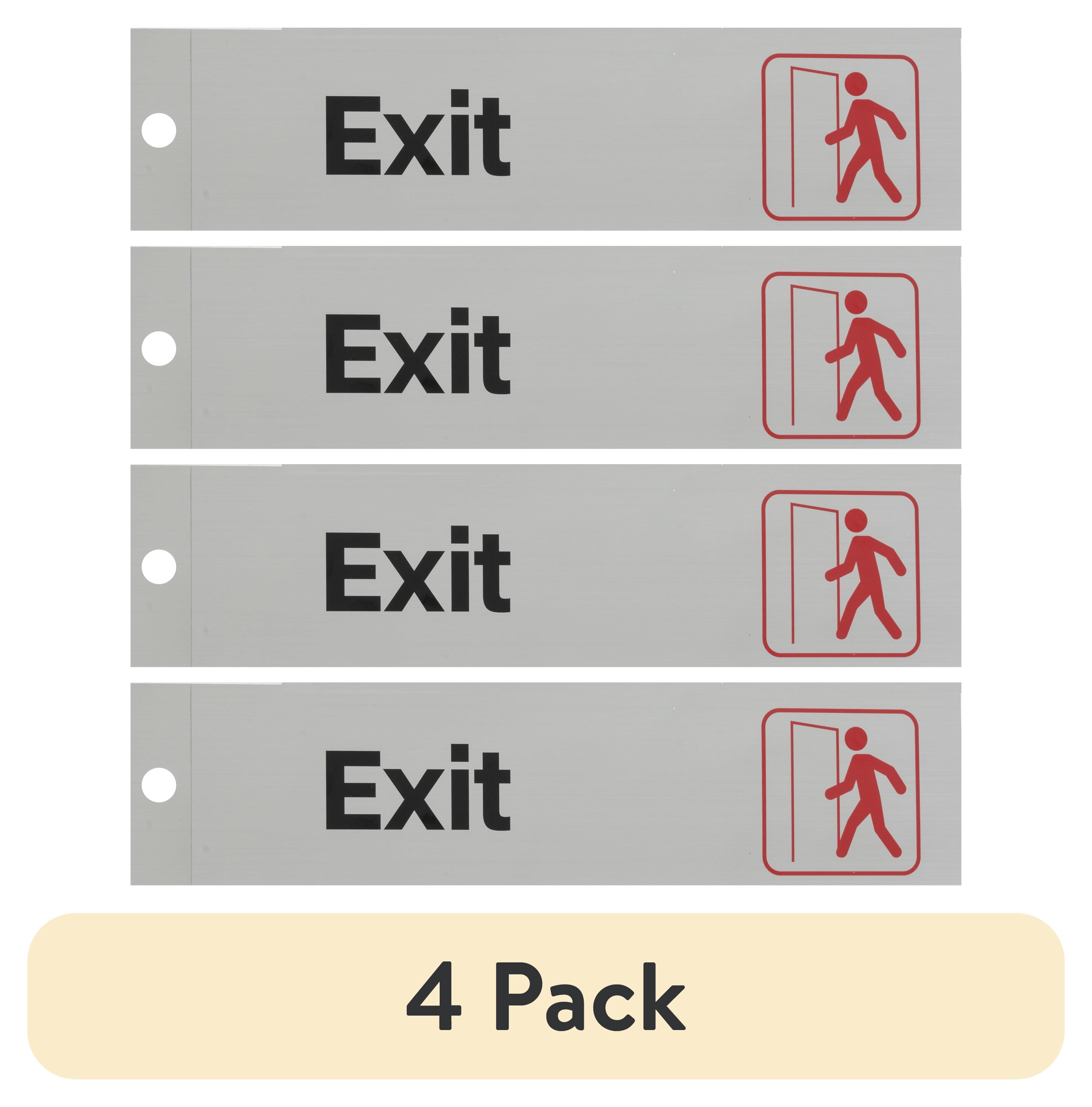 (4 pack) Pen+Gear Silver Mylar EXIT Sign, 2x8 inch - Ideal for Office & Public Spaces, Easy-Clean Adhesive