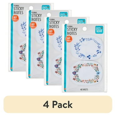 (4 pack) Pen+Gear Floral Sticky Notes. 2 Pads, 48 Sheets, 2.56" x 1.97"