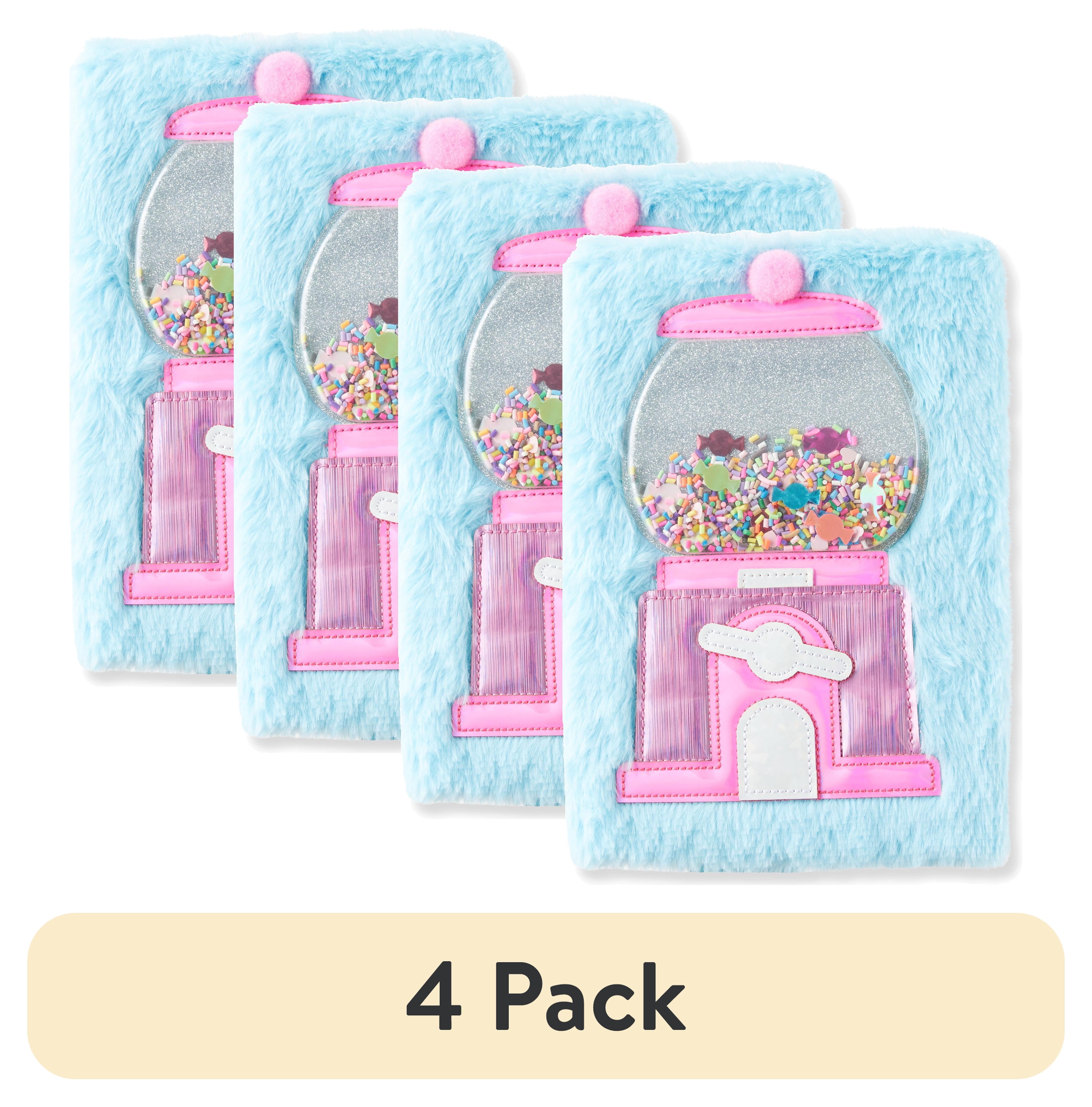 (4 pack) Pen + Gear Furry Journal, Pink Gumball Machine, 192 Lined Paper Pages