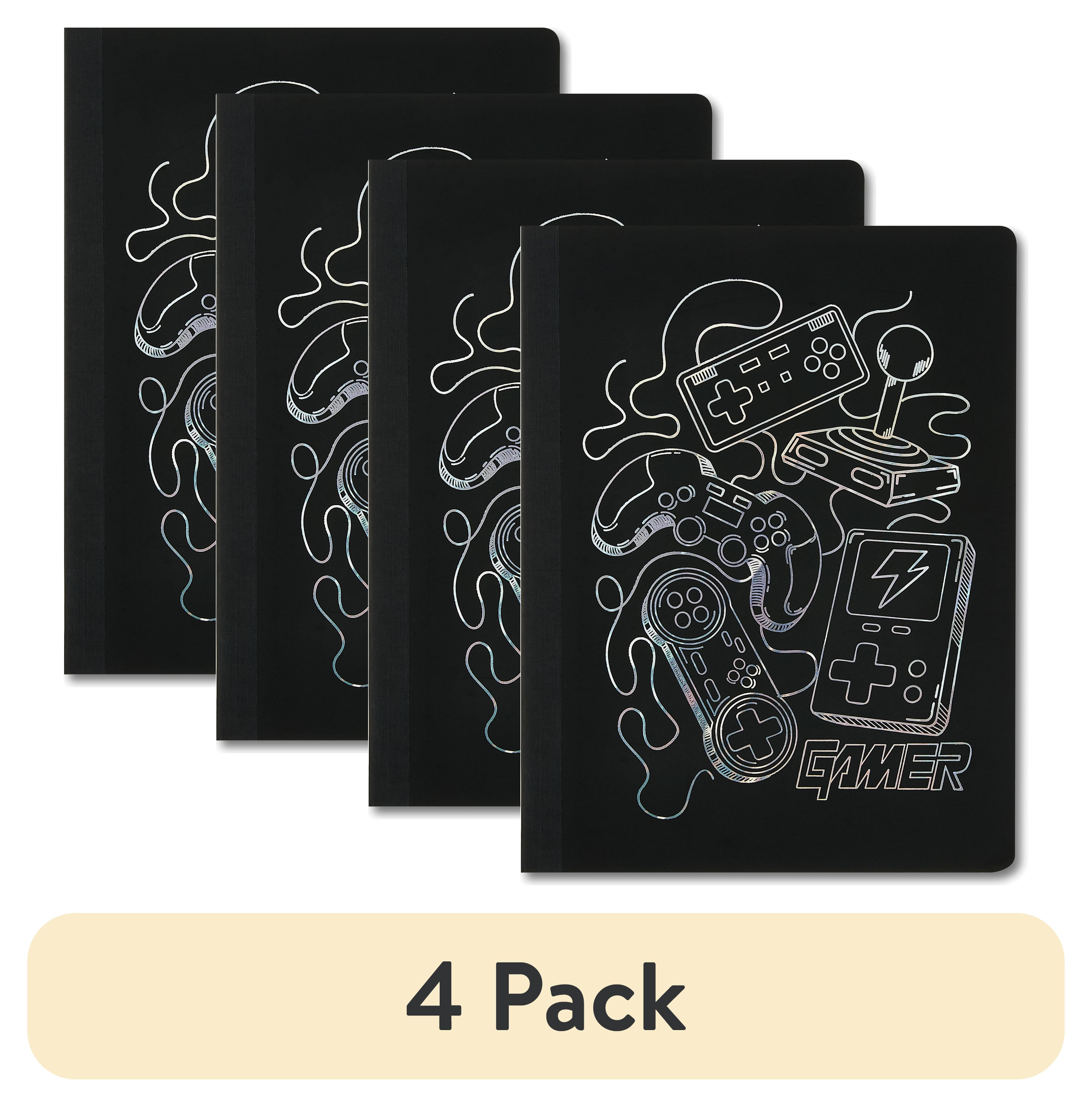 (4 pack) Pen+Gear Composition Book, Wide Ruled, 7.5"x 9.75", Poly Cover,Gamer Design, 80 Sheets