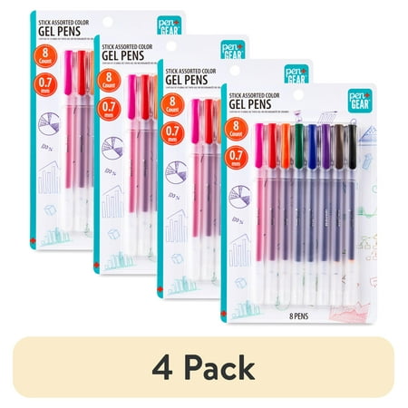 (4 pack) Pen+Gear Gel Stick Pens, Medium Point,0.7mm, Assorted Ink,8Count