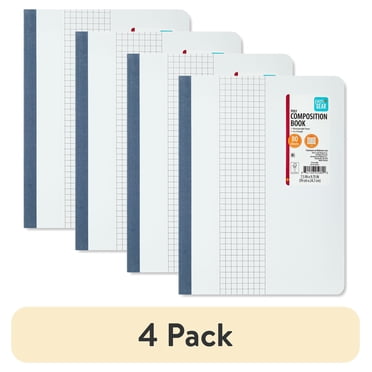 (4 pack) Pen+Gear Composition Book, Grid Ruled, 7.5"x 9.75", Poly Cover, 80 Sheets
