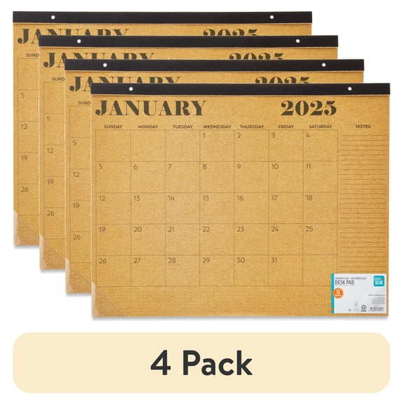 (4 pack) Pen+Gear January 2025-December 2025 Monthly Desk Calendar, Kraft, 21.75 in x 17 in