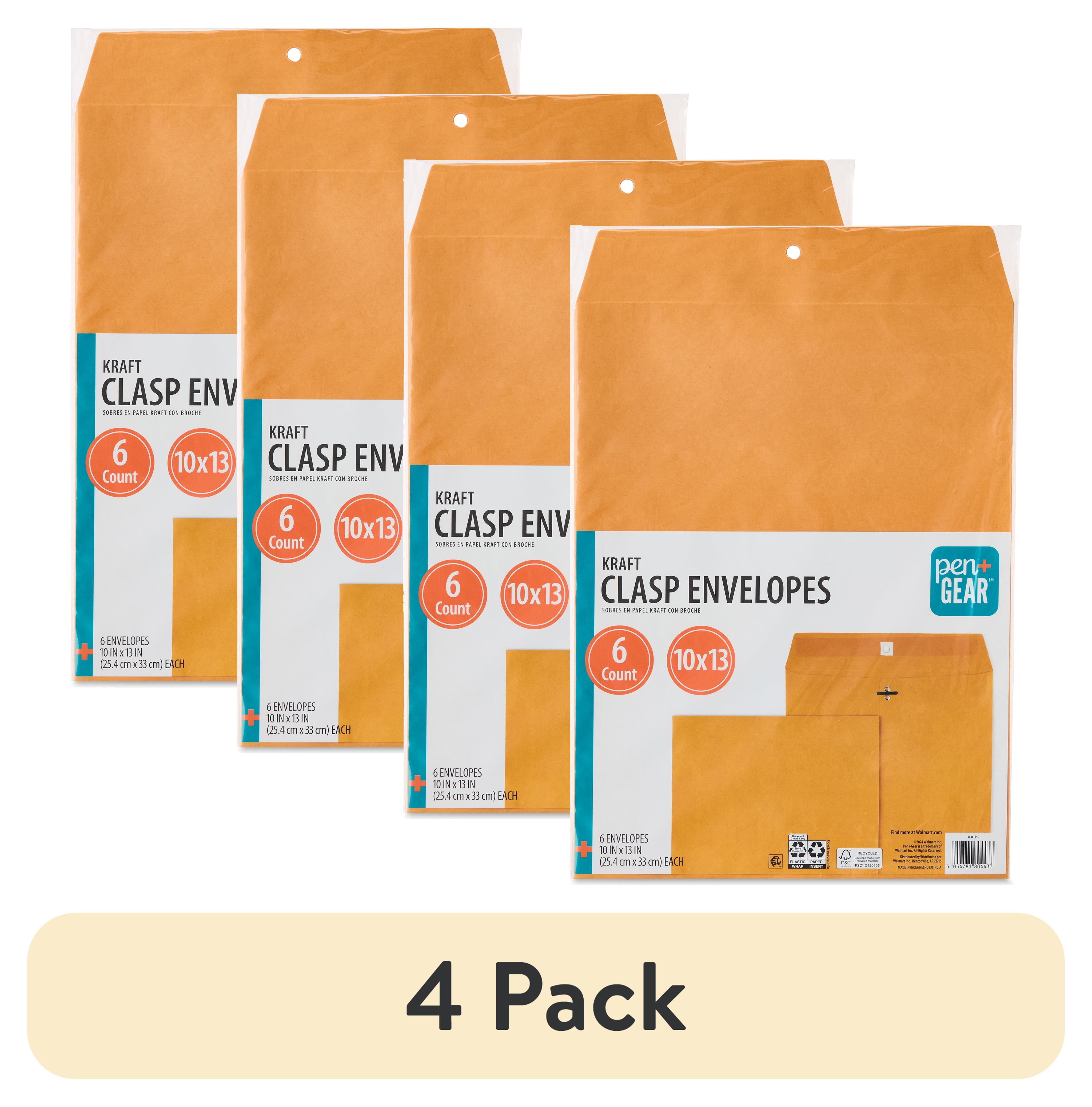 (4 pack) Pen+Gear Kraft Clasp Envelopes, 10 in x 13 in, 6 Count