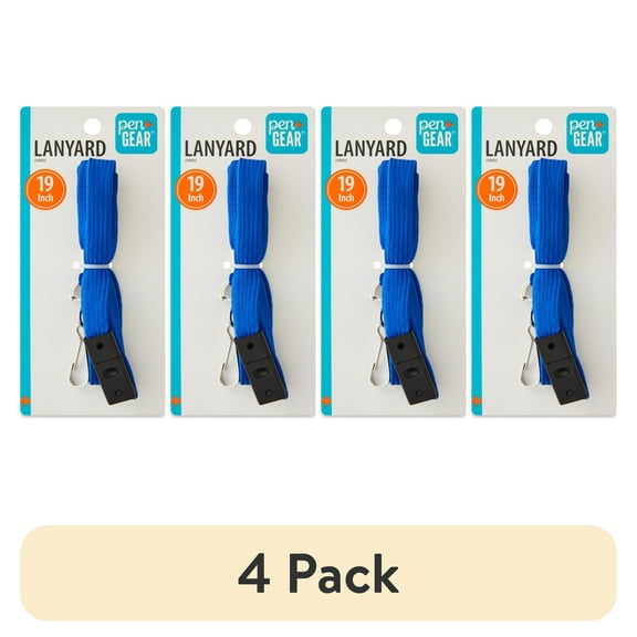 (4 pack) Pen + Gear Lanyard, 19 in, Blue