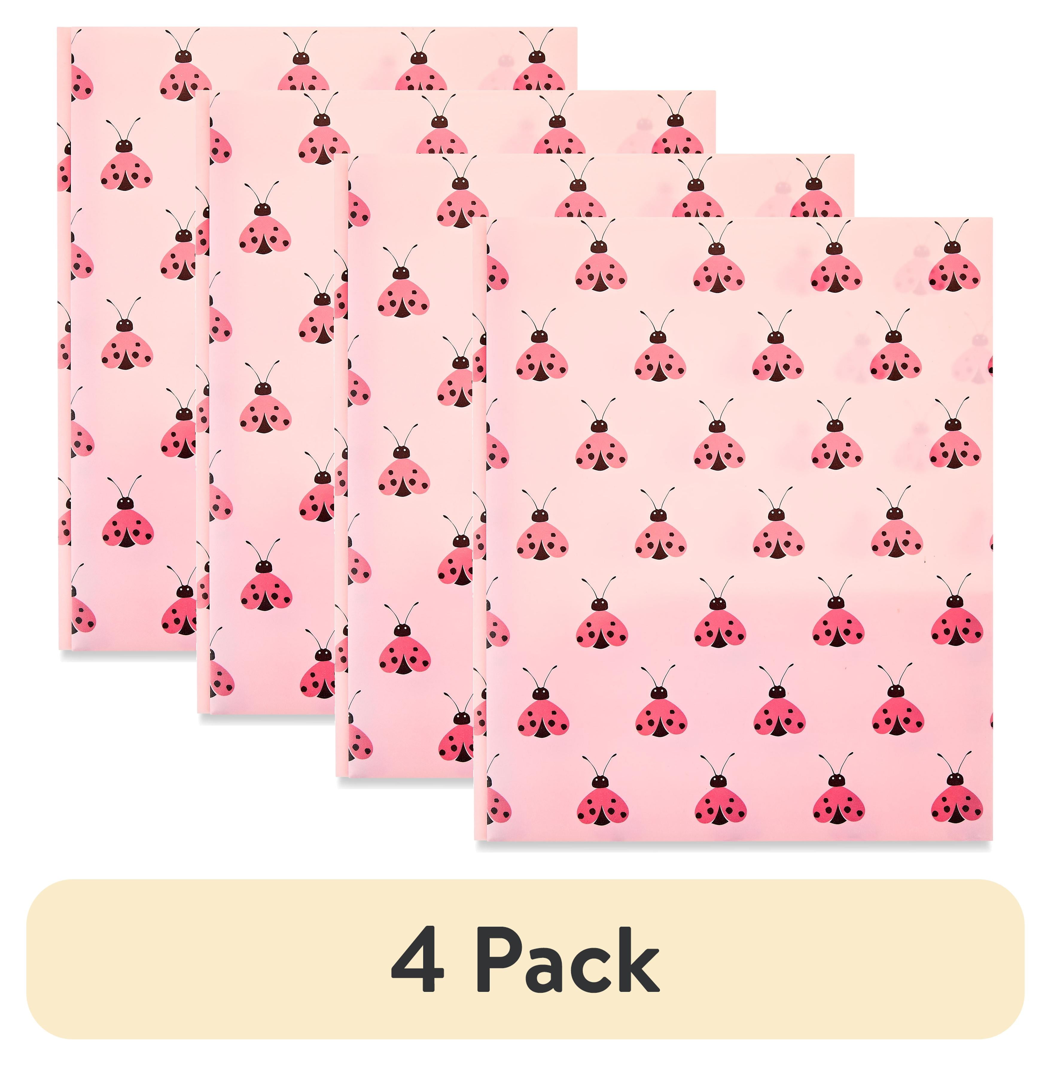 (4 pack) Pen+Gear Letter Size 2-Pocket Poly Folder with Prongs, 9.5" x 11.38", Pink Ladybugs