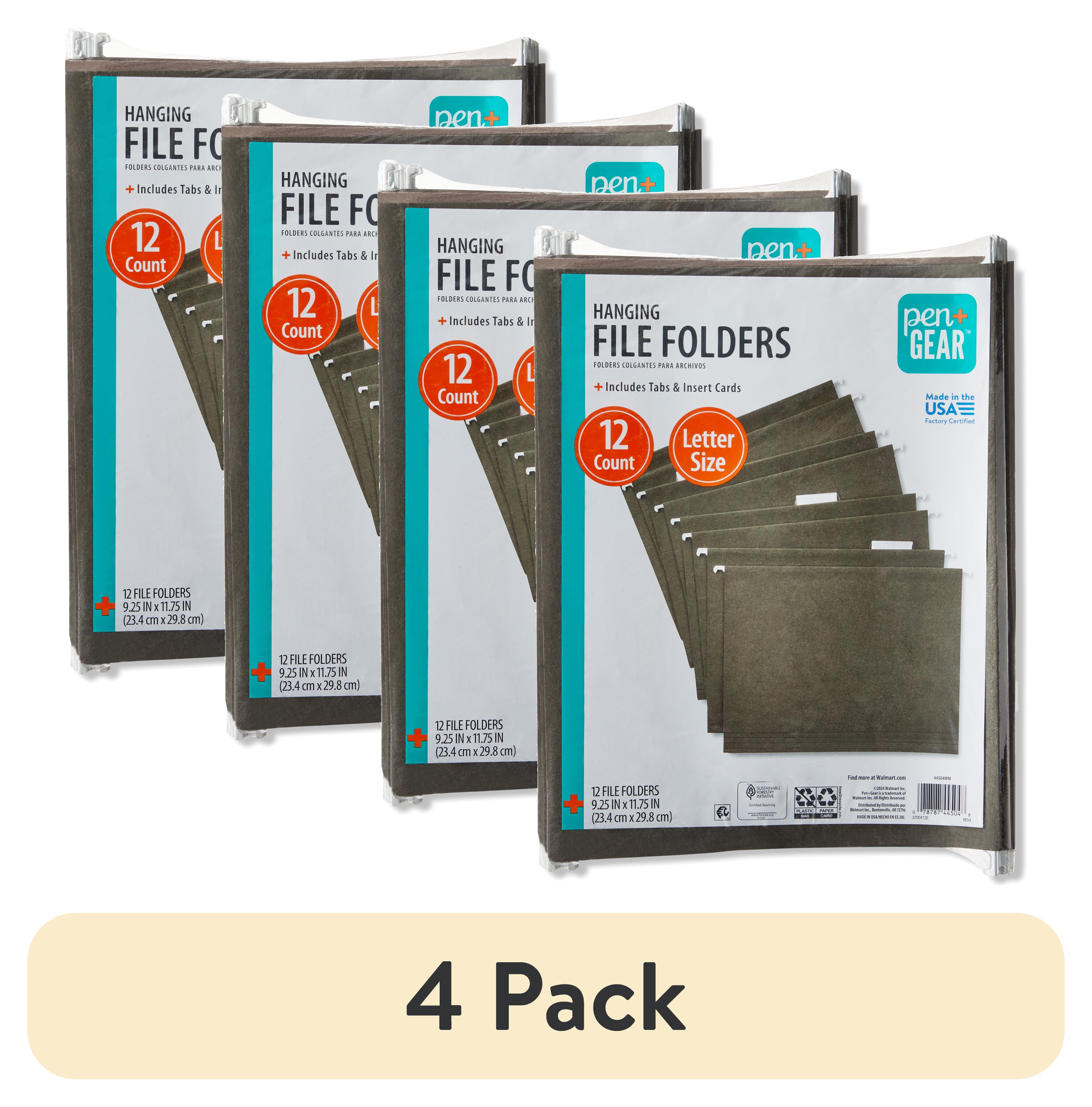 (4 pack) Pen+Gear Letter Size Hanging File Folders, 12 Count, Green