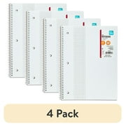 (4 pack) Pen+Gear 1 Subject Notebook, Grid Ruled, 8.5"x 10.5", Poly Cover, 80 Sheets