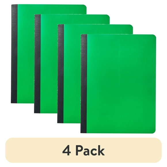 (4 pack) Pen+Gear Composition Book, Wide Ruled, 7.5"x 9.75", Poly Cover, Green, 80 Sheets