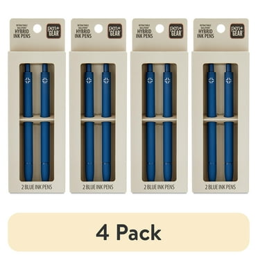 (4 pack) Pen+Gear Retractable Ballpoint Hybrid Ink Pens, Medium Point, 1 mm, Blue Ink, 2 Count