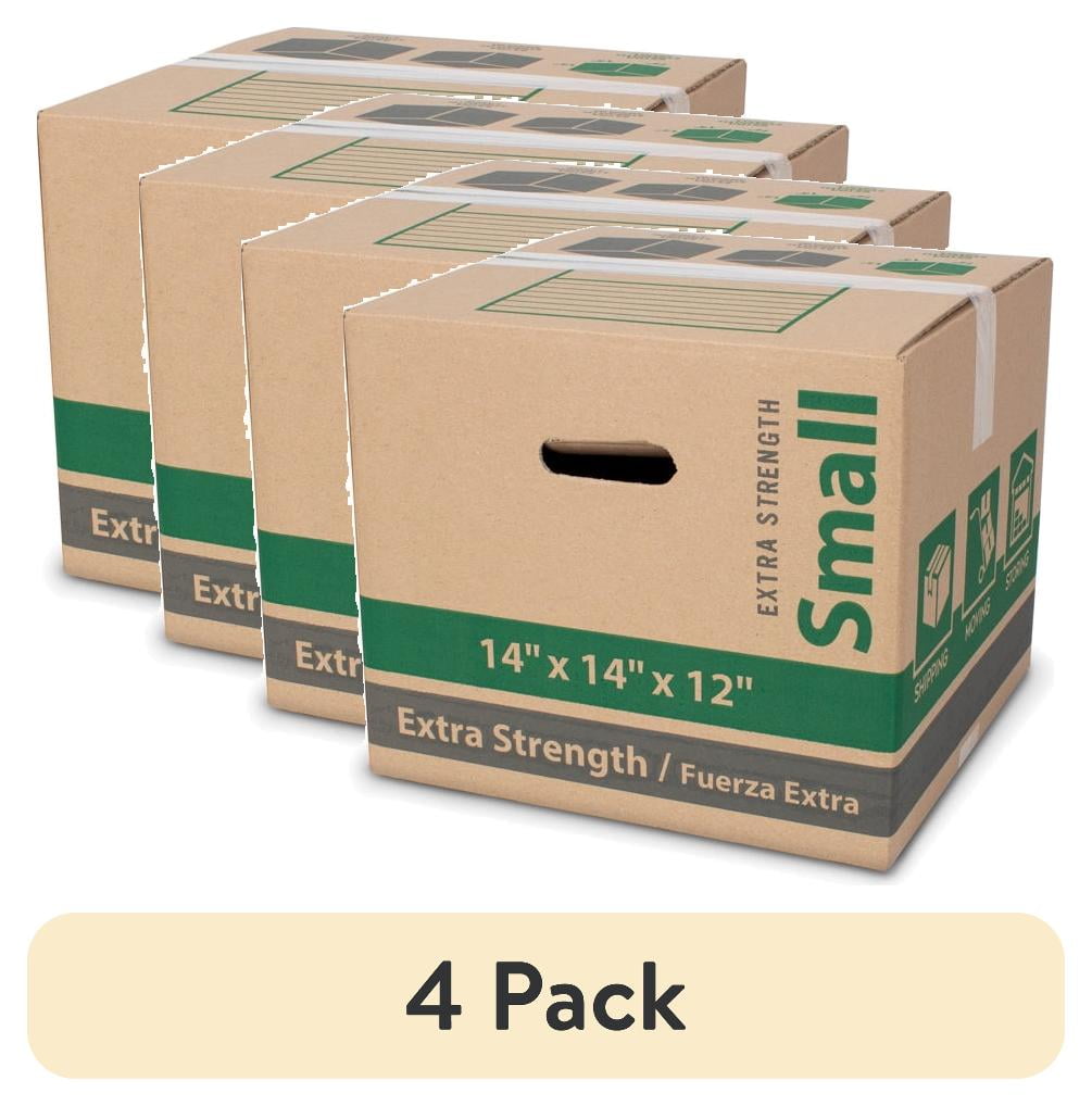 (4 pack) Pen+Gear Small Extra Strength Recycled Moving and Storage Box, Kraft, 14L x 14W x 12H