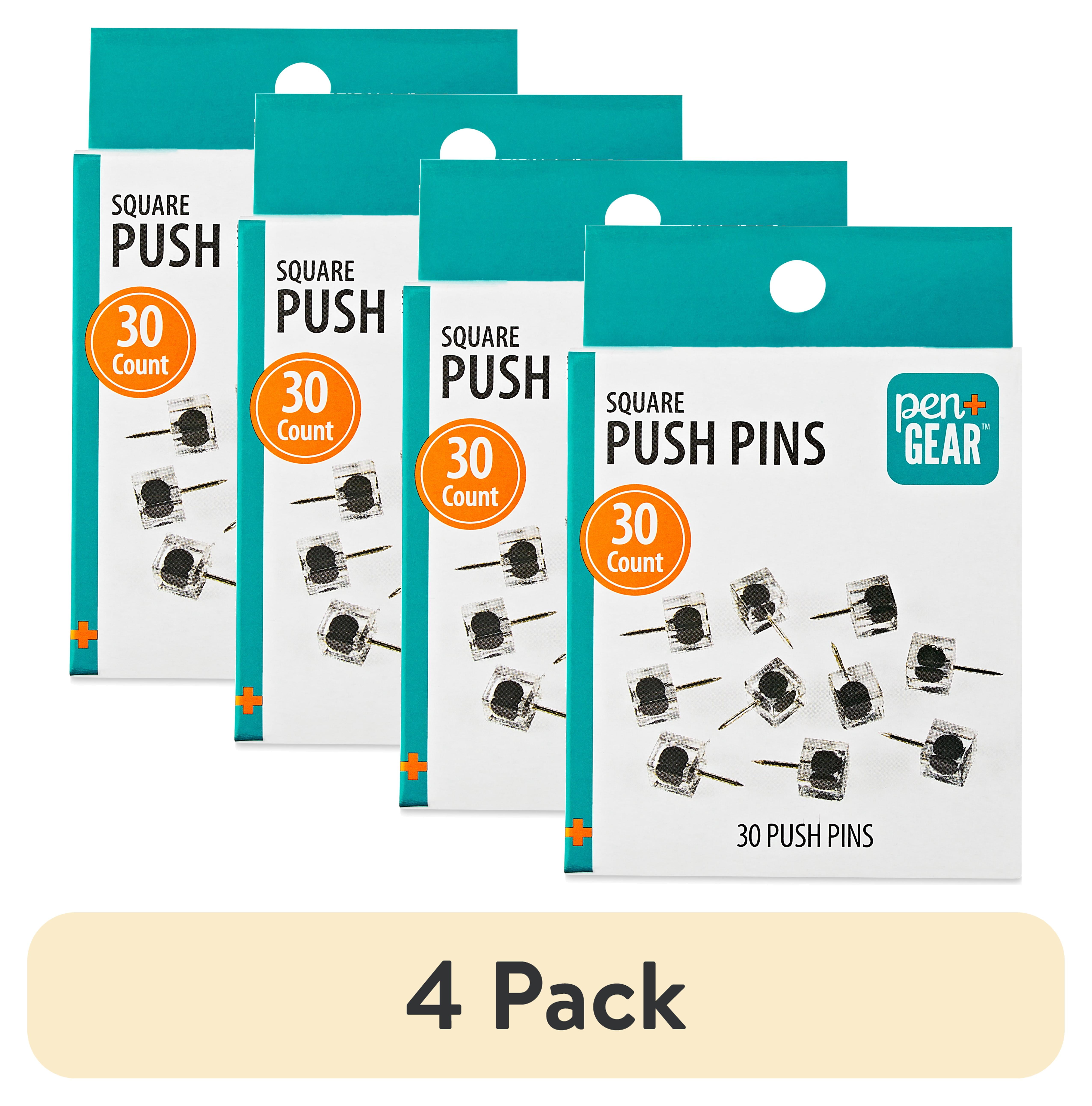 (4 pack) Pen + Gear Square Pushpins for Walls & Bulletin Boards , Black, Pack of 30