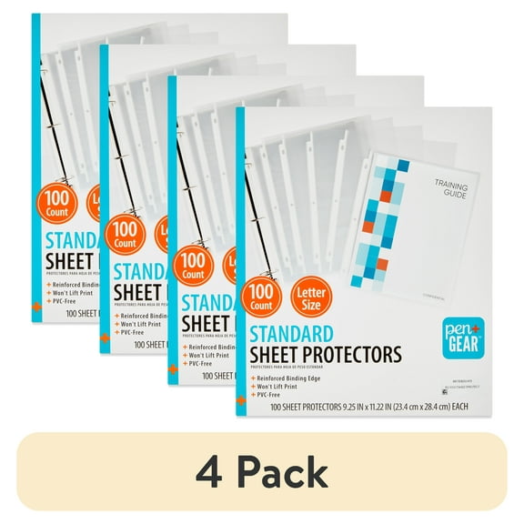 (4 pack) Pen+Gear Standard Sheet Protectors, 100 Count, Clear, Polypropylene,  8.5" x 11" (Model 25041)