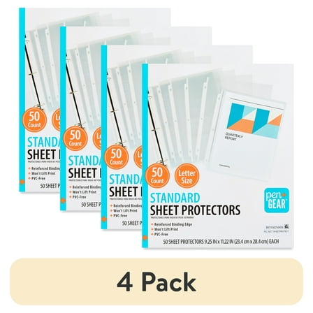 (4 pack) Pen + Gear Standard Sheet Protectors 50 Sheets, 8.5" x 11"