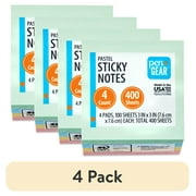 (4 pack) Pen+Gear Assorted Pastel Sticky Notes, 3" x 3", 400 Sheets, 4 Pads
