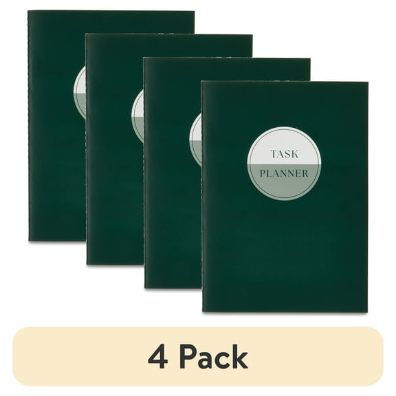(4 pack) Pen+Gear Task Planner, Undated, Emerald Green Paper Cover, 112 Pages, Medium Size