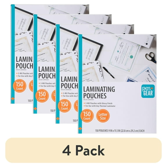 (4 pack) Pen+Gear Thermal Laminating Pouches 150 Count, 9 Ă— 11.5Ă—0.1 inch
