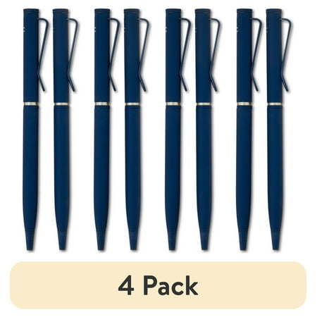 (4 pack) Pen+Gear Twist Ballpoint Hybrid Ink Pens, 1.0mm, Medium Point, Blue Ink, 2 Count
