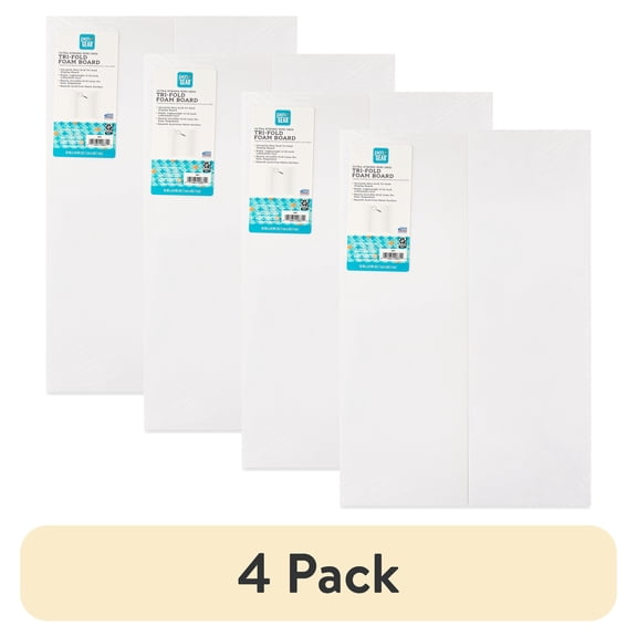 (4 pack) Pen+Gear Ultra Strong Mini White Grid Tri-Fold Foam Board, 18" x 24", 1/Pack
