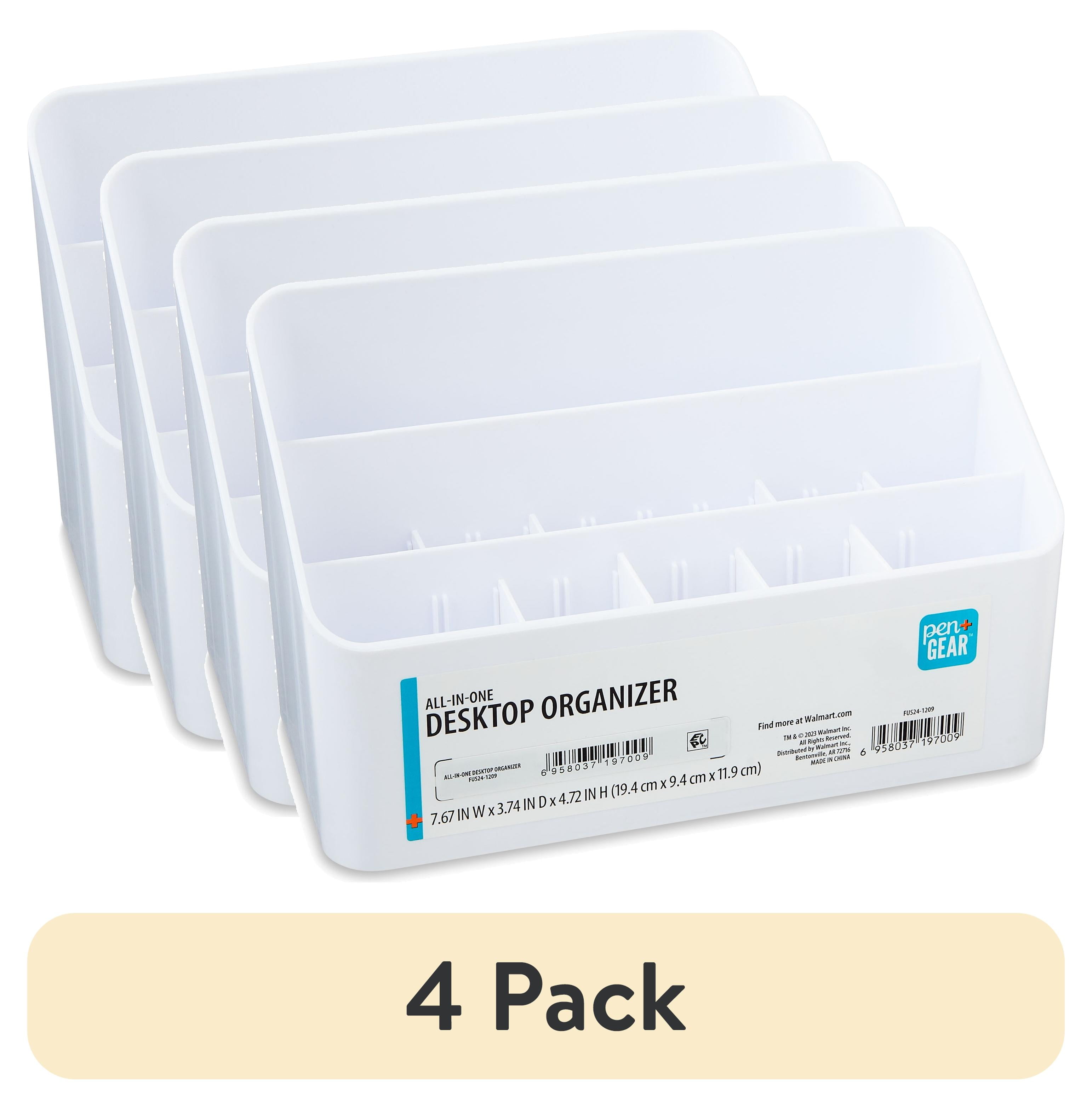 (4 pack) Pen+Gear White All in One Desktop Storage Organizer for School and Office Supplies
