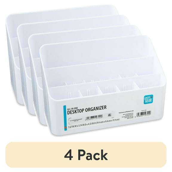 (4 pack) Pen+Gear White All in One Desktop Storage Organizer for School and Office Supplies