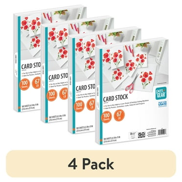 (4 pack) Pen+Gear White Card Stock, 8.5" x 11", 67 lb, 100 Sheets