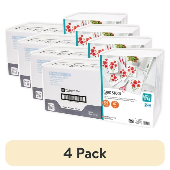 (4 pack) Pen+Gear White Card Stock, 8.5" x 11", 67 lb, 800 Sheets
