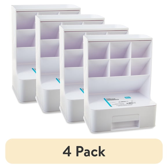 (4 pack) Pen Gear White Tall Organizer Plastic Desktop Organizer
