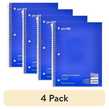 (4 pack) Pen+Gear Wide Ruled 1-Subject Notebook, 8" x 10.5", Blue, 70 Sheets