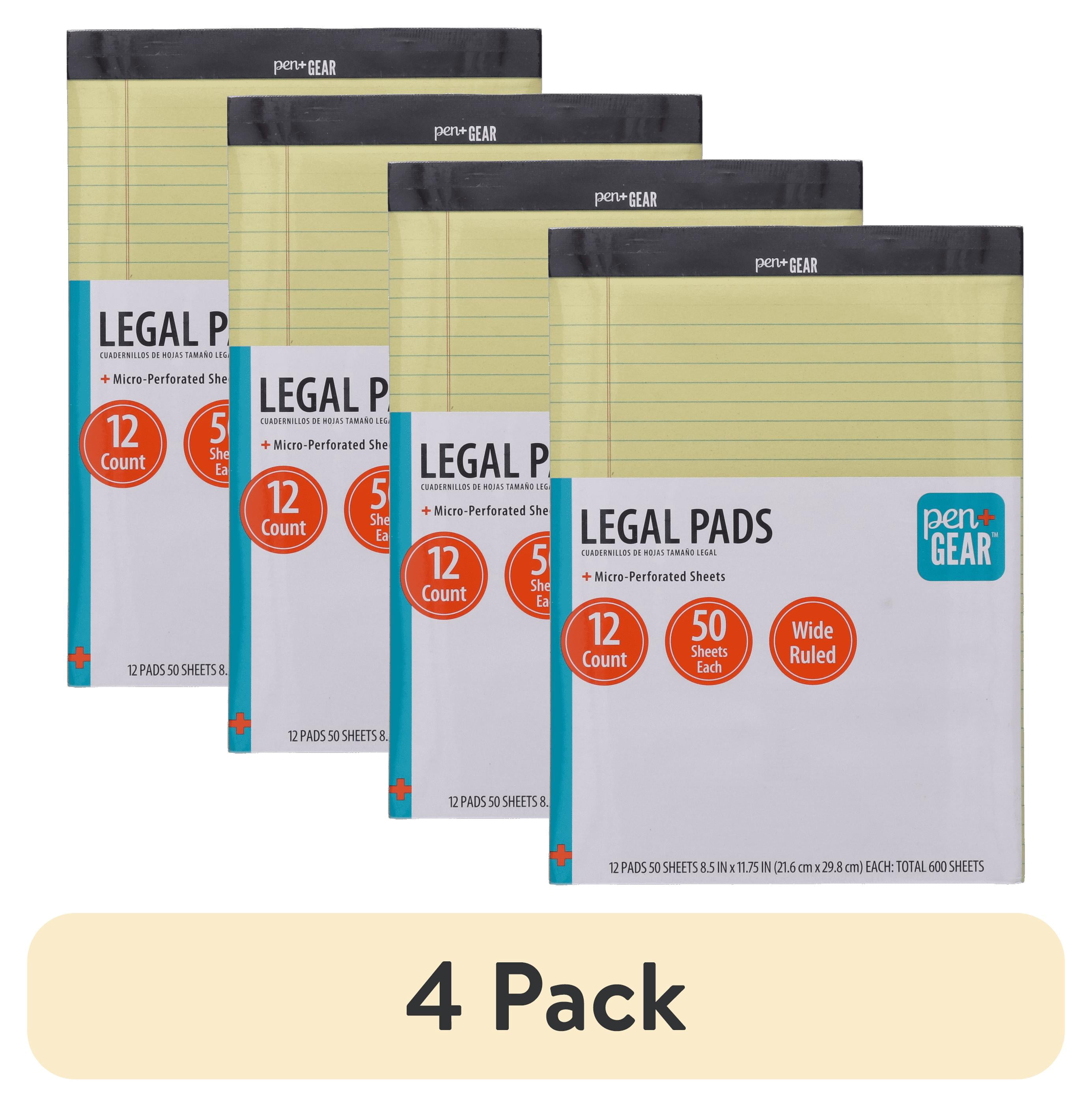 (4 pack) Pen + Gear Wide Ruled Legal Pads, 8.5"x11", Canary Paper, 50 Sheets, 12 Pack
