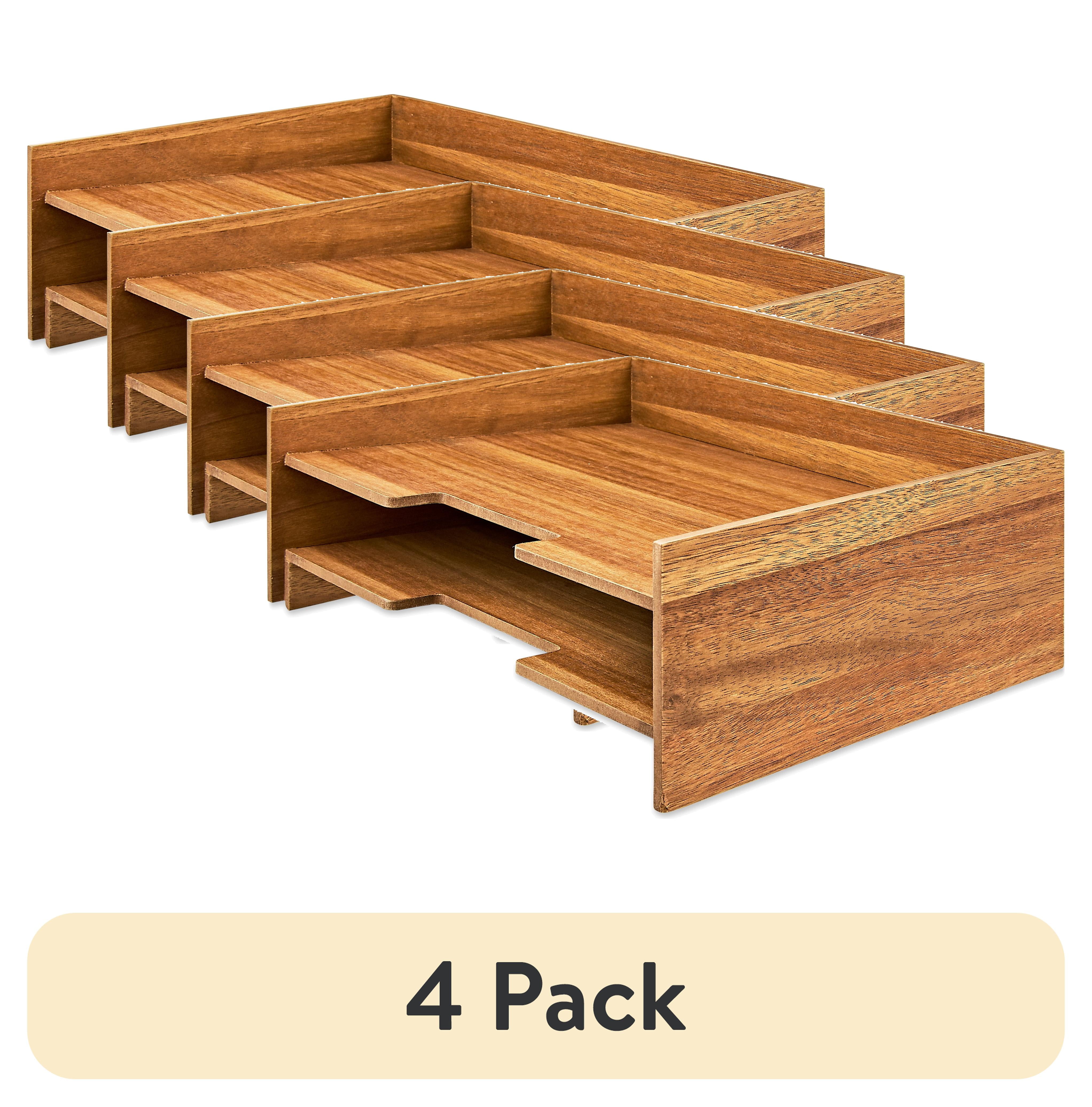 (4 pack) Pen+Gear Wooden Paper Tray, 12.6 in x 9.5 in x 4.1 in