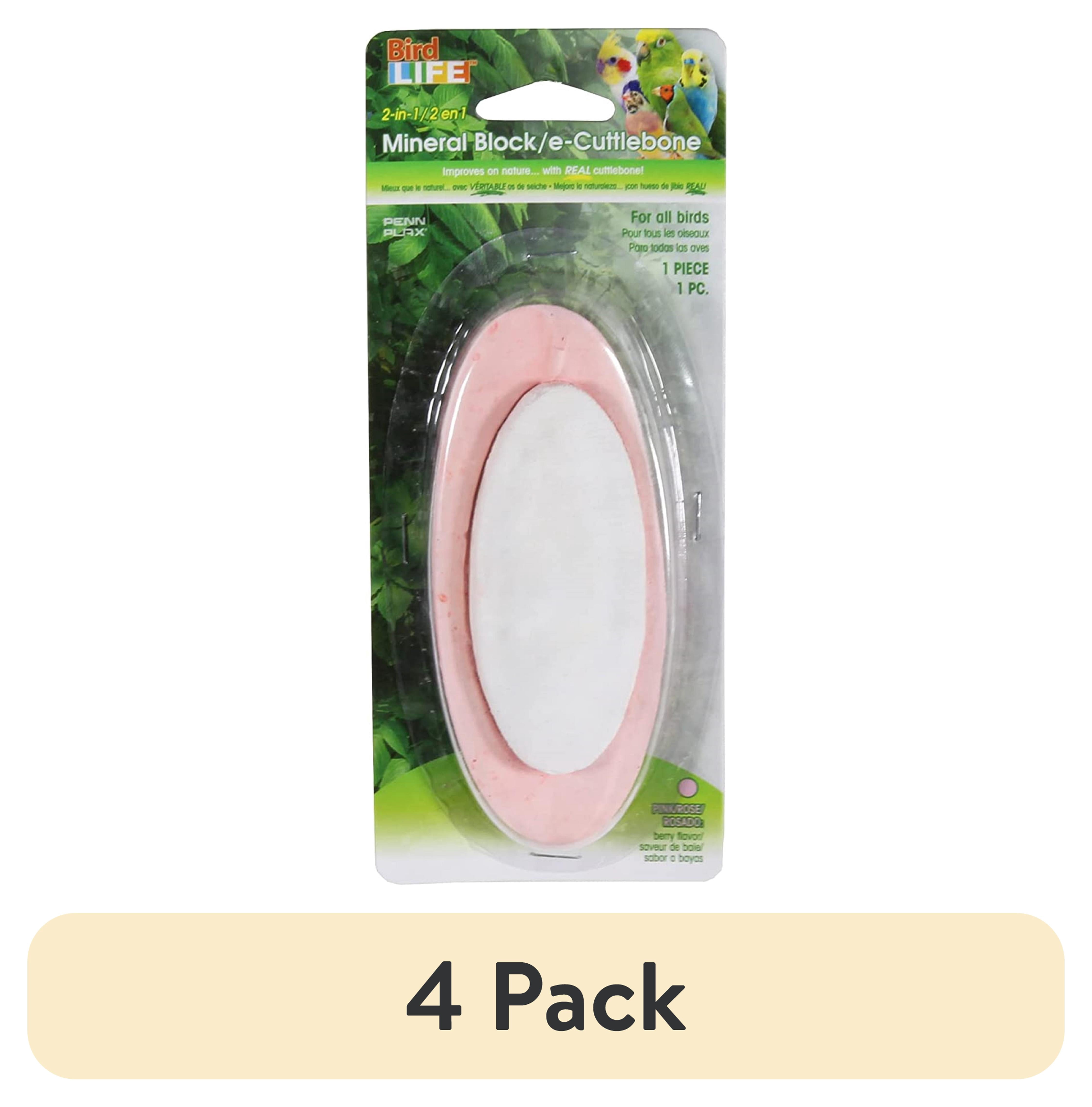 (4 pack) Penn-Plax 2-in-1 E-Cuttlebone & Mineral Block for Birds – Berry Flavor – 1 Pack