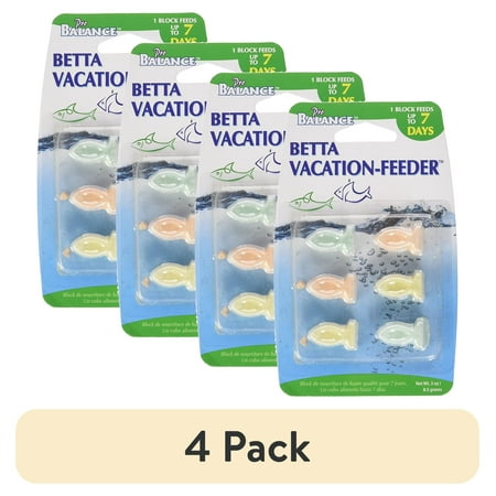 (4 pack) Penn-Plax Betta Vacation Feeder - 7 Day Tablet Fish Food - for Weekend Getaways - 6 Per 1 Pack
