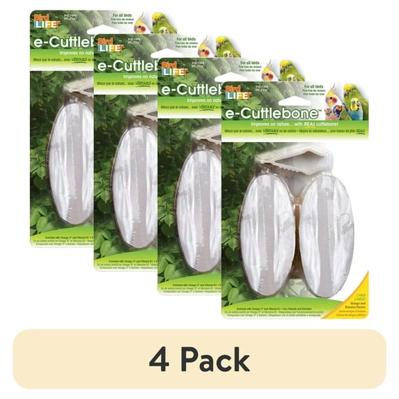 (4 pack) Penn-Plax Bird-Life Natural E Cuttlebones, Omega 3 and Vitamin B1- Great for All Birds, 2 Pack