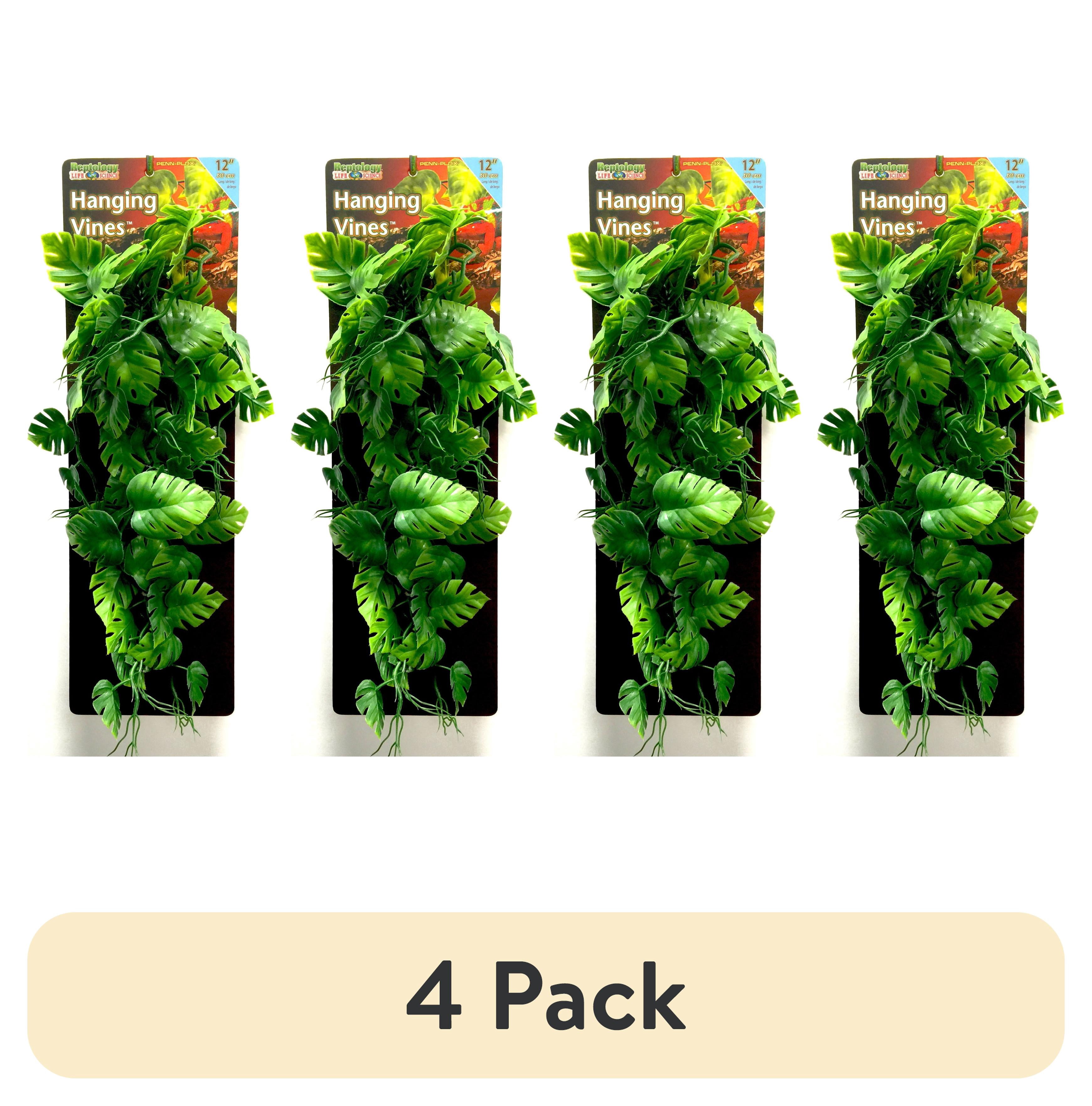 (4 pack) Penn-Plax Reptology Plastic Hanging Vines for Reptiles – 12” Length – Green