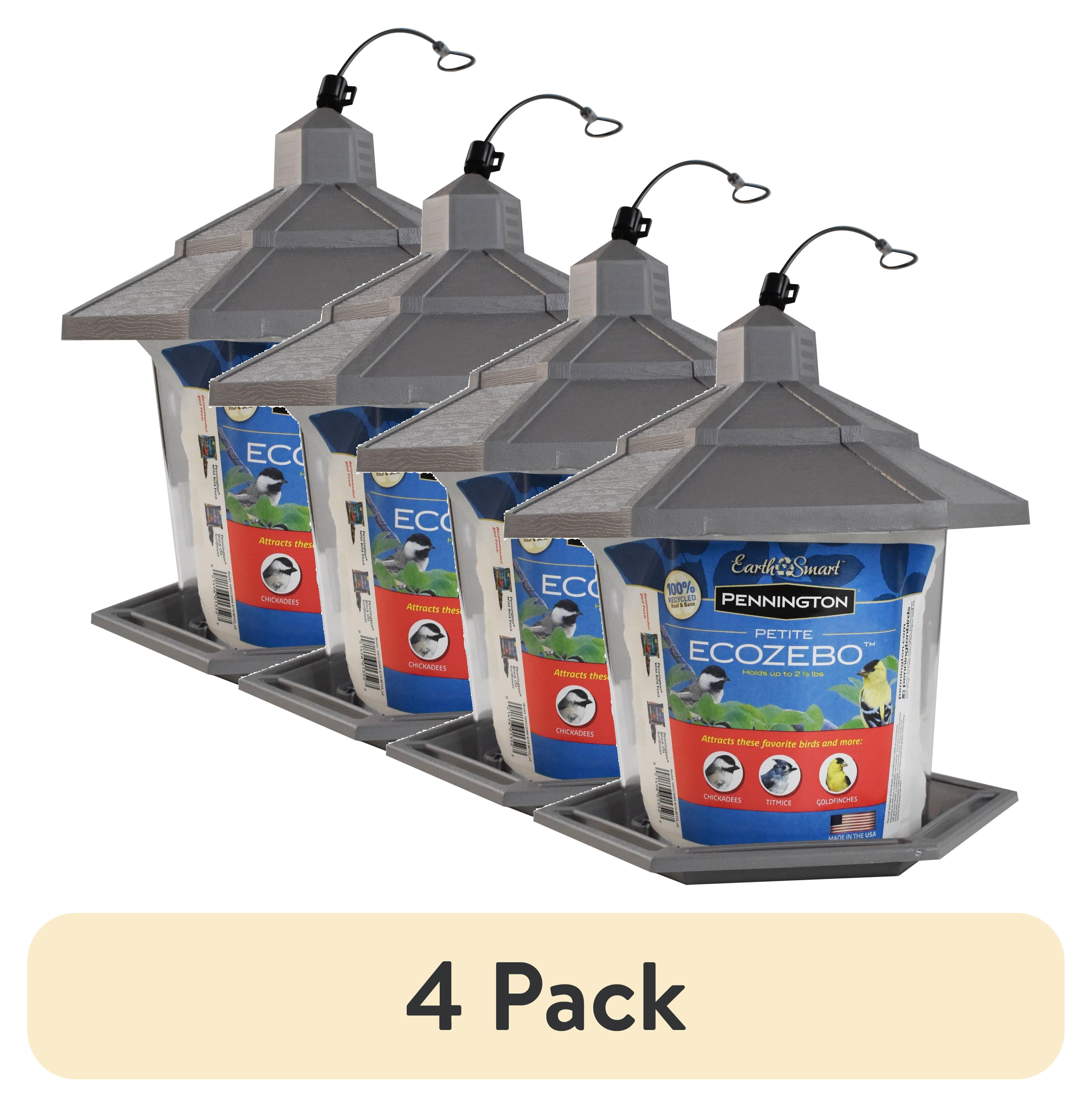 (4 pack) Pennington Earth Smart, Gray Plastic, Hopper Wild Bird Feeder, 2.5 lb. Capacity